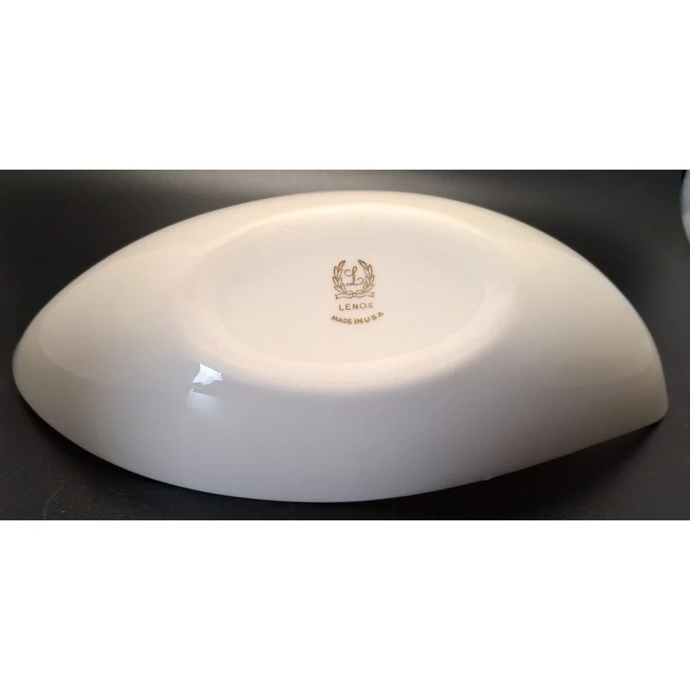 Lenox Olympia Gold Accented Centerpiece‎ Porcelain Dish 3.75x8.75